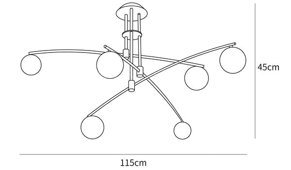 Lampadario moderno a braccio lungo