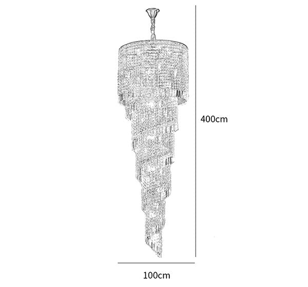 Crystal Spiral Double Volume Chandelier