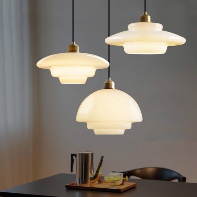 Art Deco Opal Glass Pendant Light S45