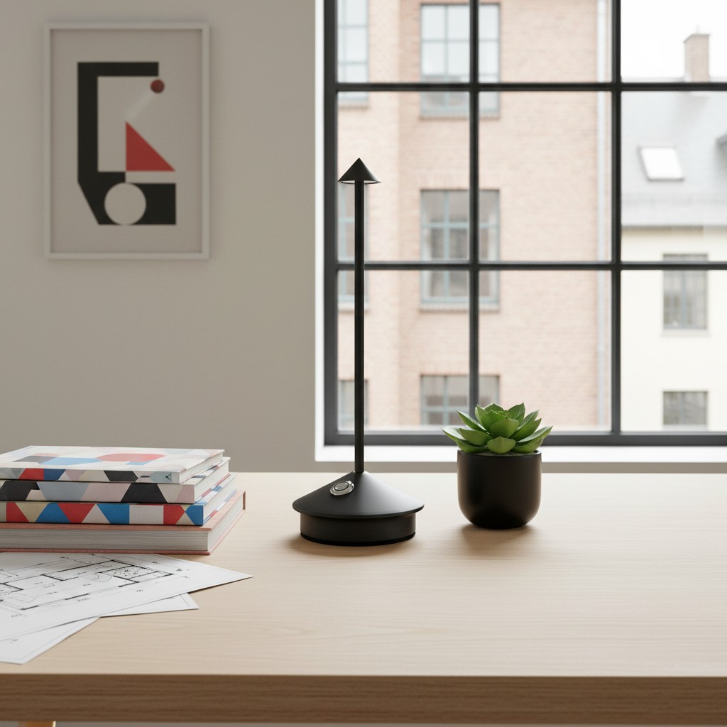 Tragbare LED-Tischlampe mit modernem Design für Wohn- und Arbeitsbereiche
