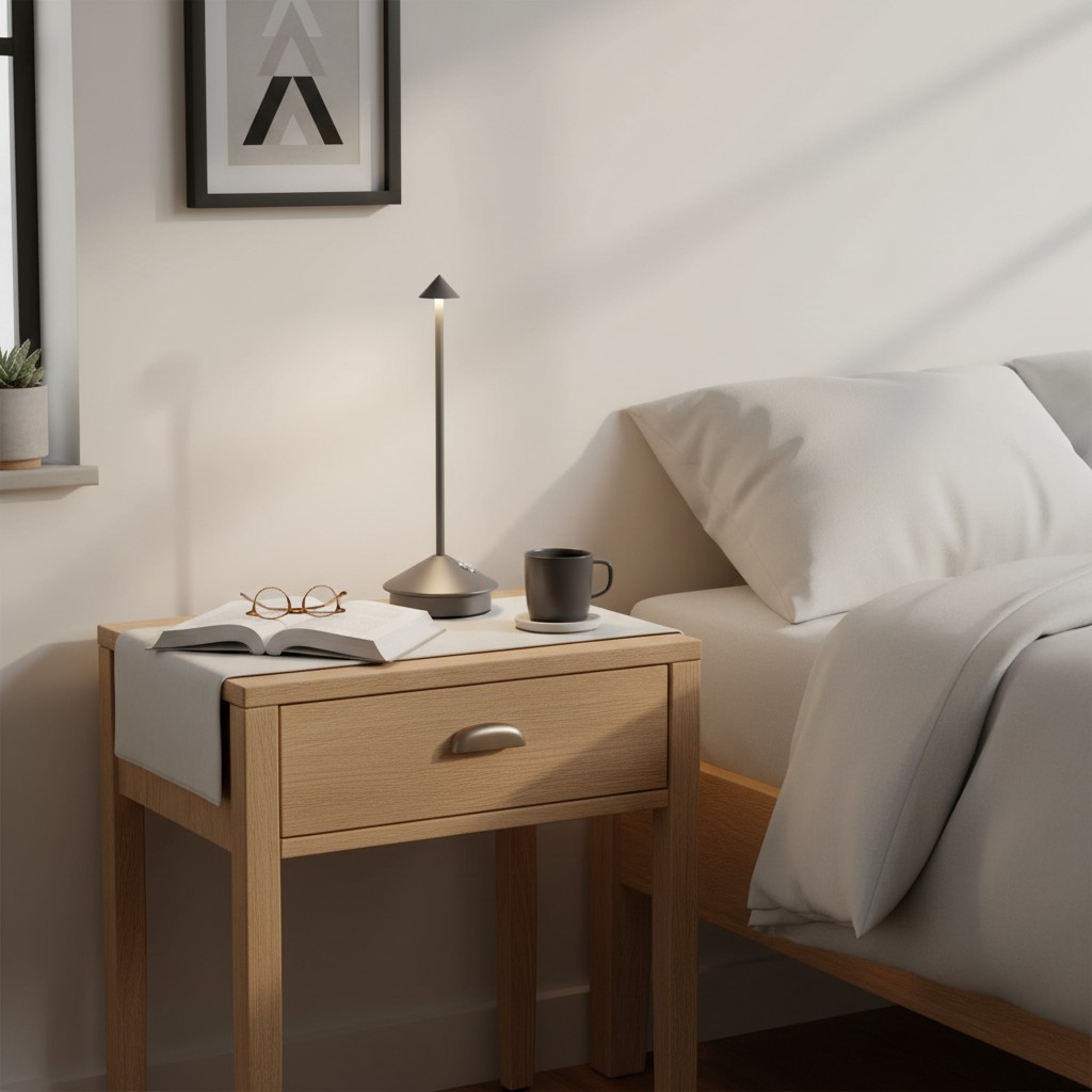 Wiederaufladbare moderne Tischlampe mit LED-Beleuchtung für flexible Nutzung zuhause und im Büro
