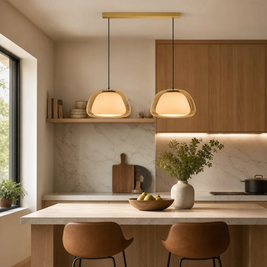2 cabezas / Latón / Escena de habitación ámbar