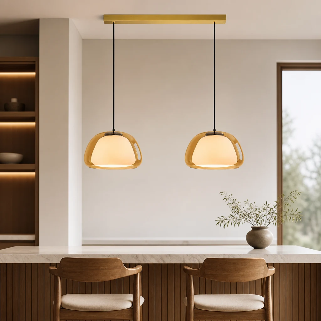 2 cabezas / Latón / Escena de habitación ámbar