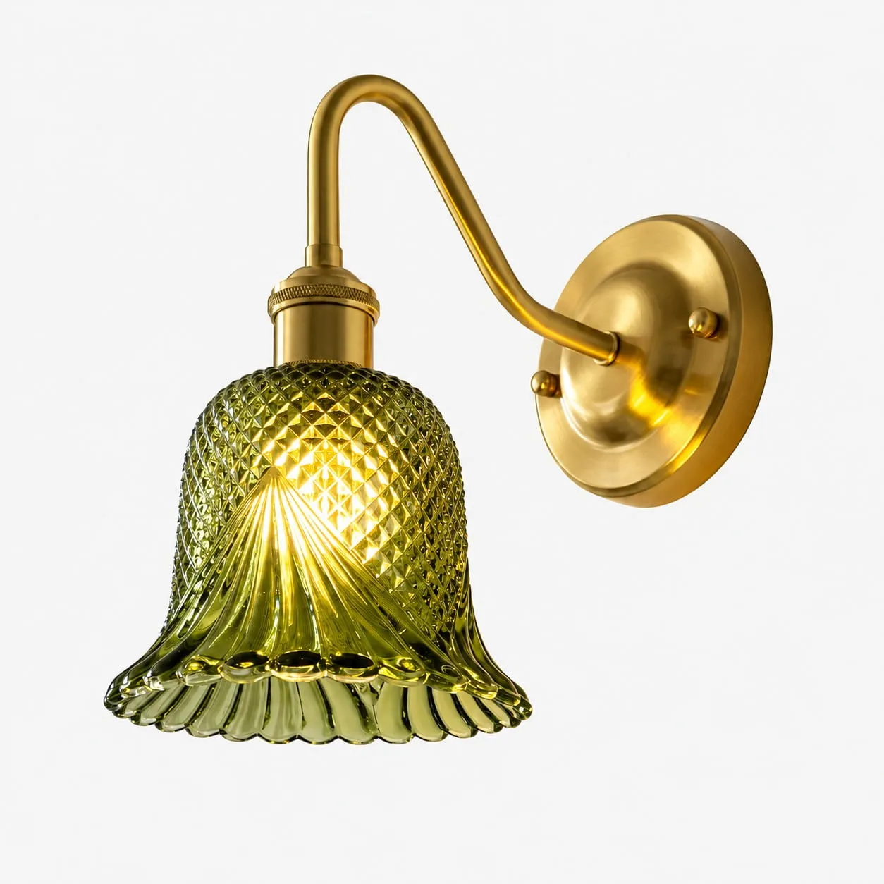 Vintage Green Glass Wall Sconce